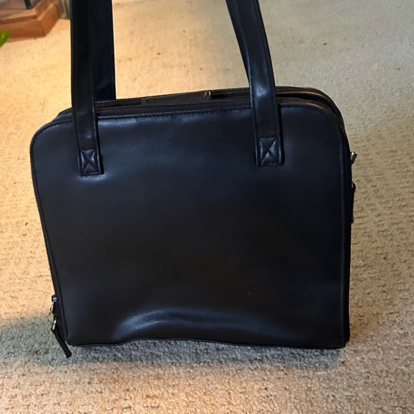 FRANKLIN COVEY Black Organizer Tote Leather Style Croc Embossed Academia Classic - Picture 8 of 8